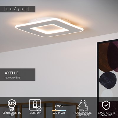 Lucide AXELLE - Plafonnière - LED 3 StepDim - 1x24W 2700K - Wit